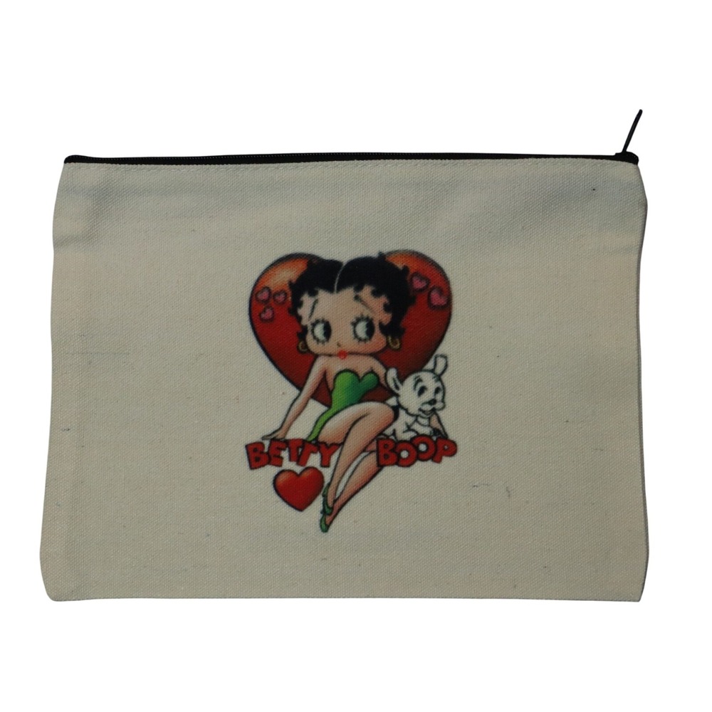 Betty Boop‎ Black Zipper Canvas Pouch Handmade Makeup Bag
